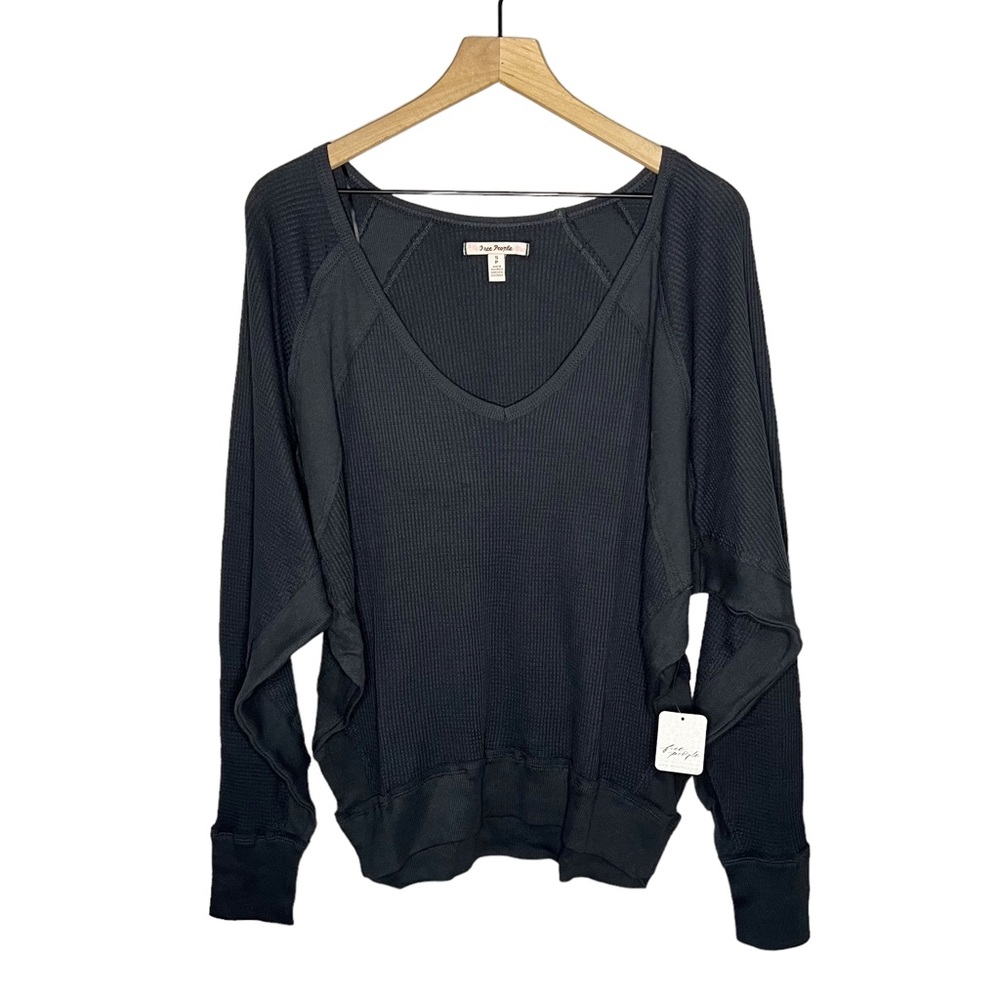 NWT NEW Free People Dolman Santa Clara Long Sleeve Thermal Top in Black S